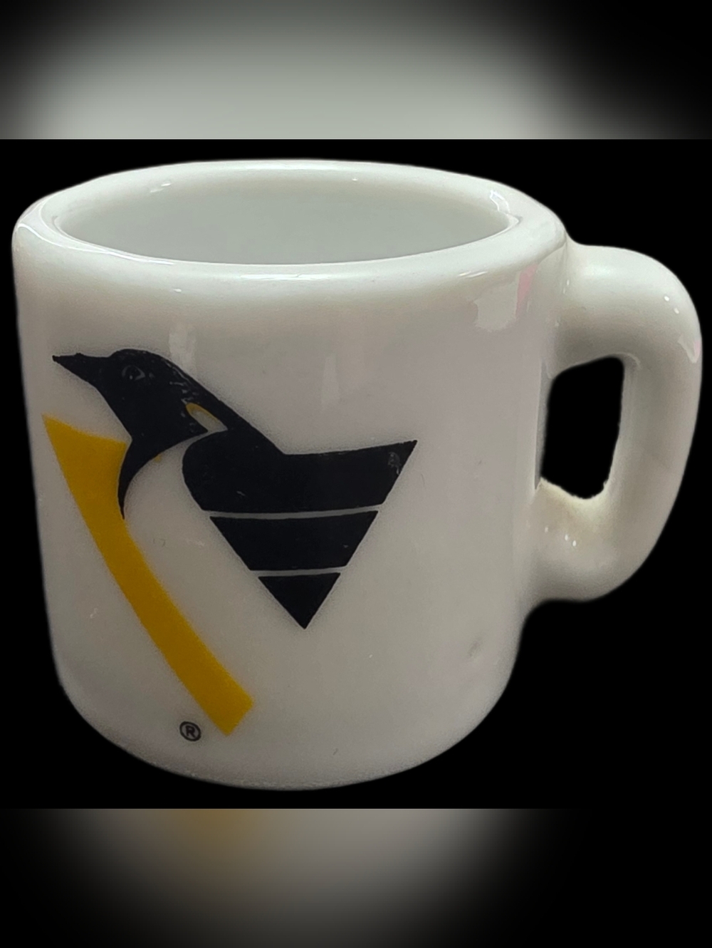 NHL White Ceramic Mug with Black and Yellow Penguins Logo
